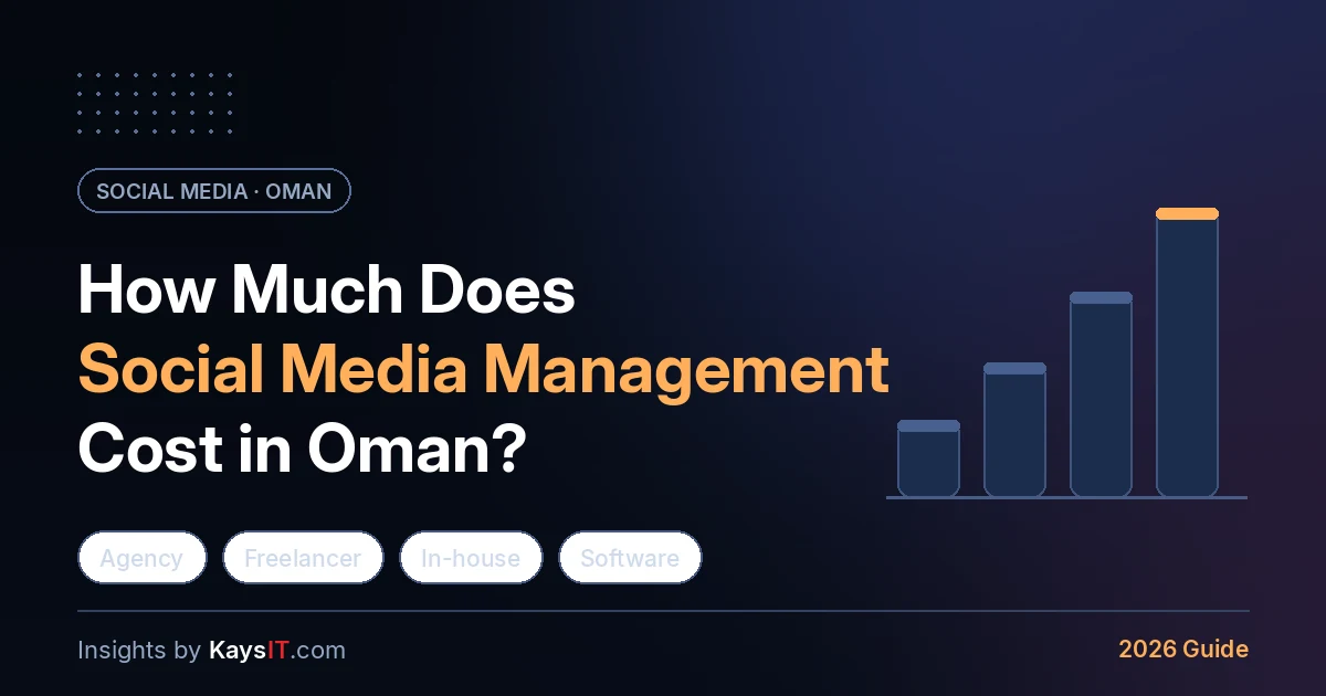 تكلفة إدارة وسائل التواصل الاجتماعي في عُمان في 2026 — مقارنة بين الوكالة والمستقل والفريق الداخلي والبرمجيات