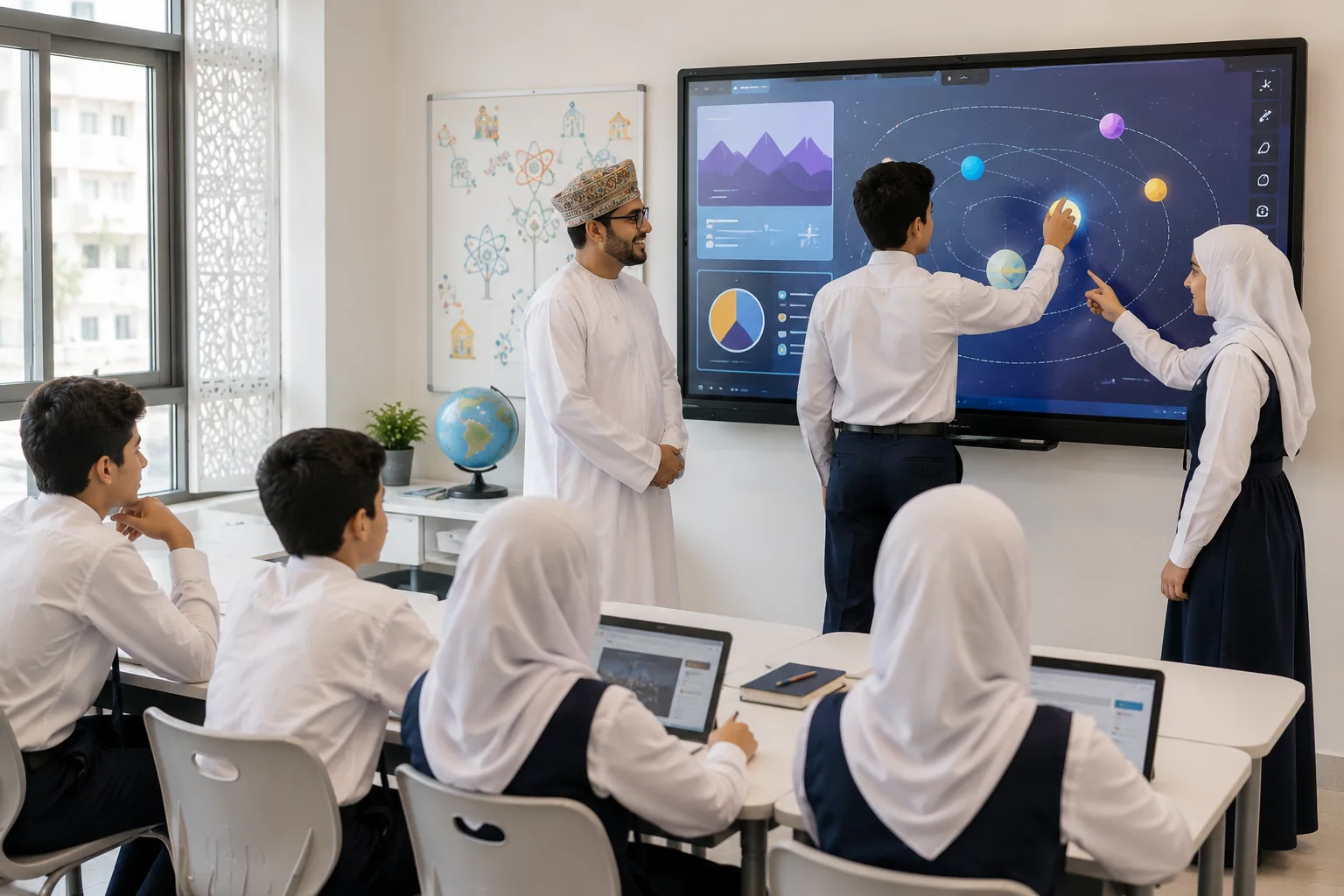 SMART Board 6000S Series interactive display in an Oman classroom