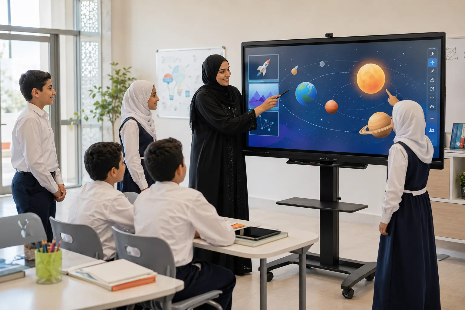 SMART Board RX Series interactive display in an inclusive Oman classroom