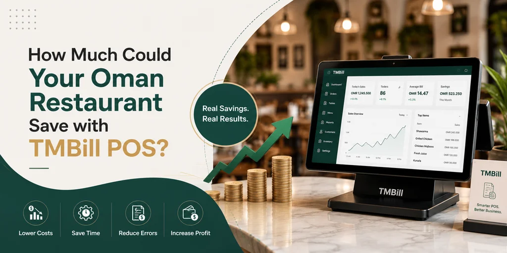 TMBill POS savings breakdown for Oman restaurants by outlet size